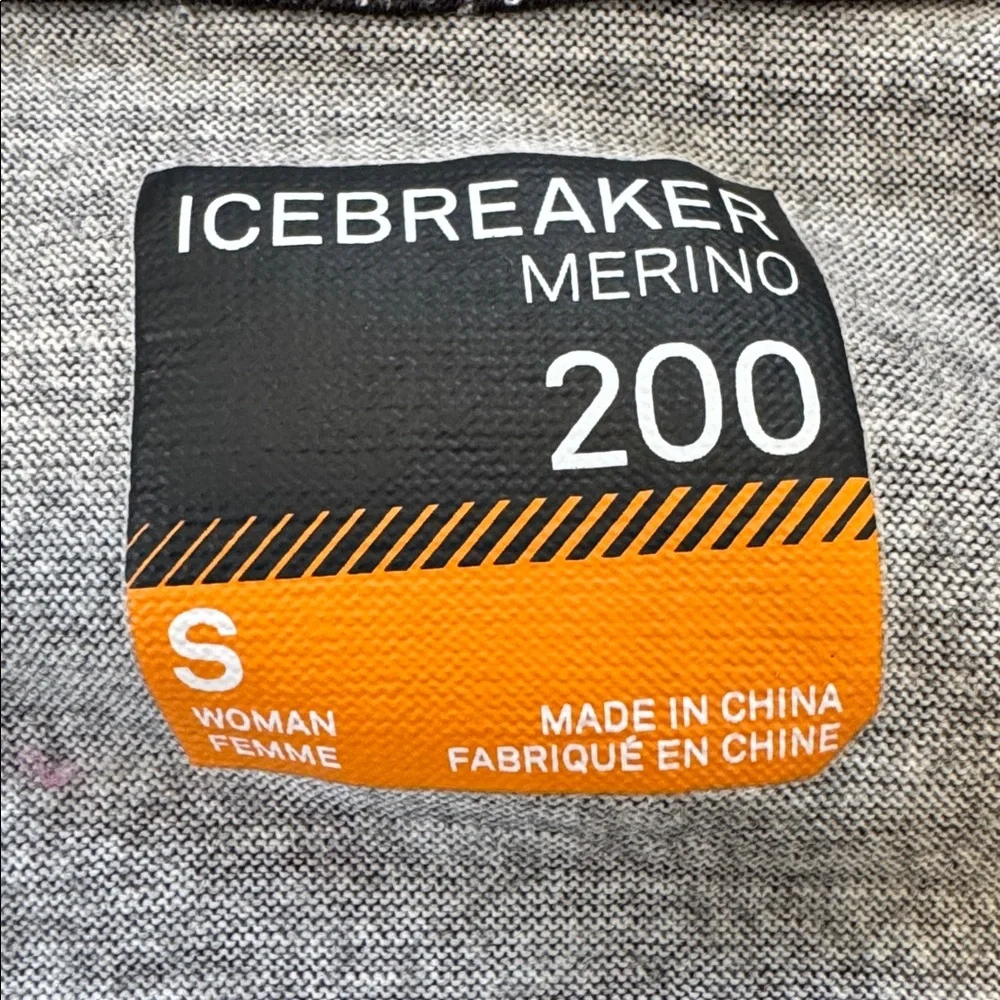 Icebreaker Merino 200 Half-Zip Long Sleeve Base Layer Shirt Black Print SzS - Picture 3 of 11